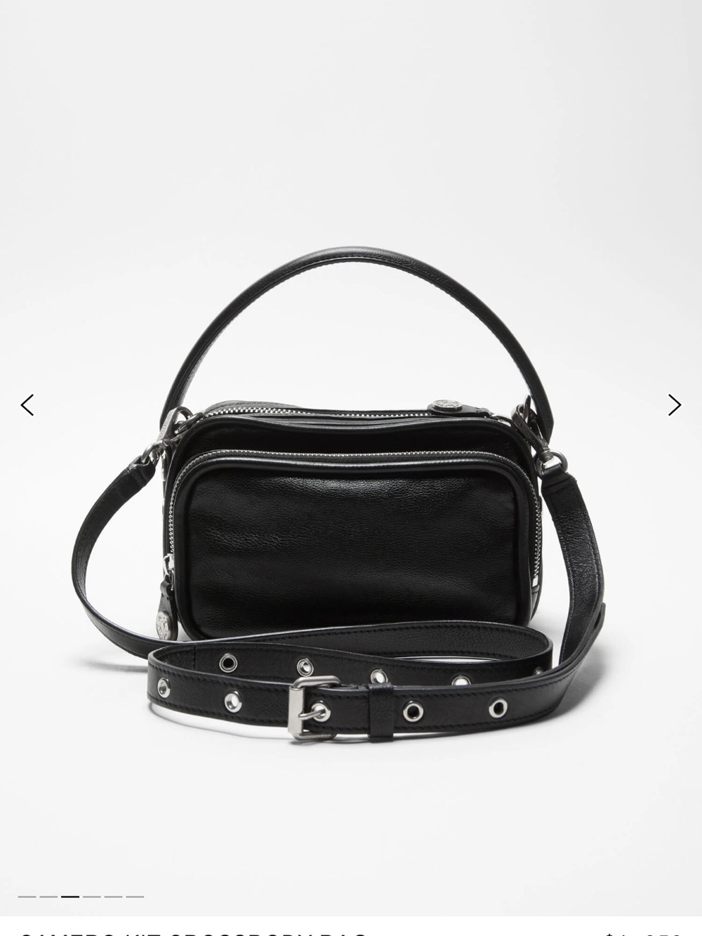 Acne Black Leather Double-Zip Crossbody Bag